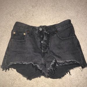 Levi 501 Distressed Black Shorts
